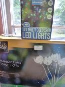 *Box of Glass Flower Lights and 100 Outdoor LED Li