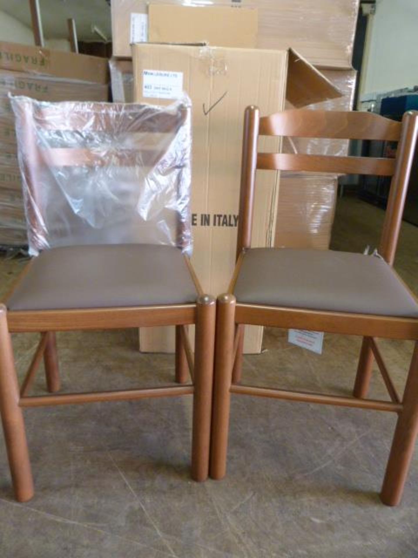 *Ten Wood Framed Upholstered Brown Chairs