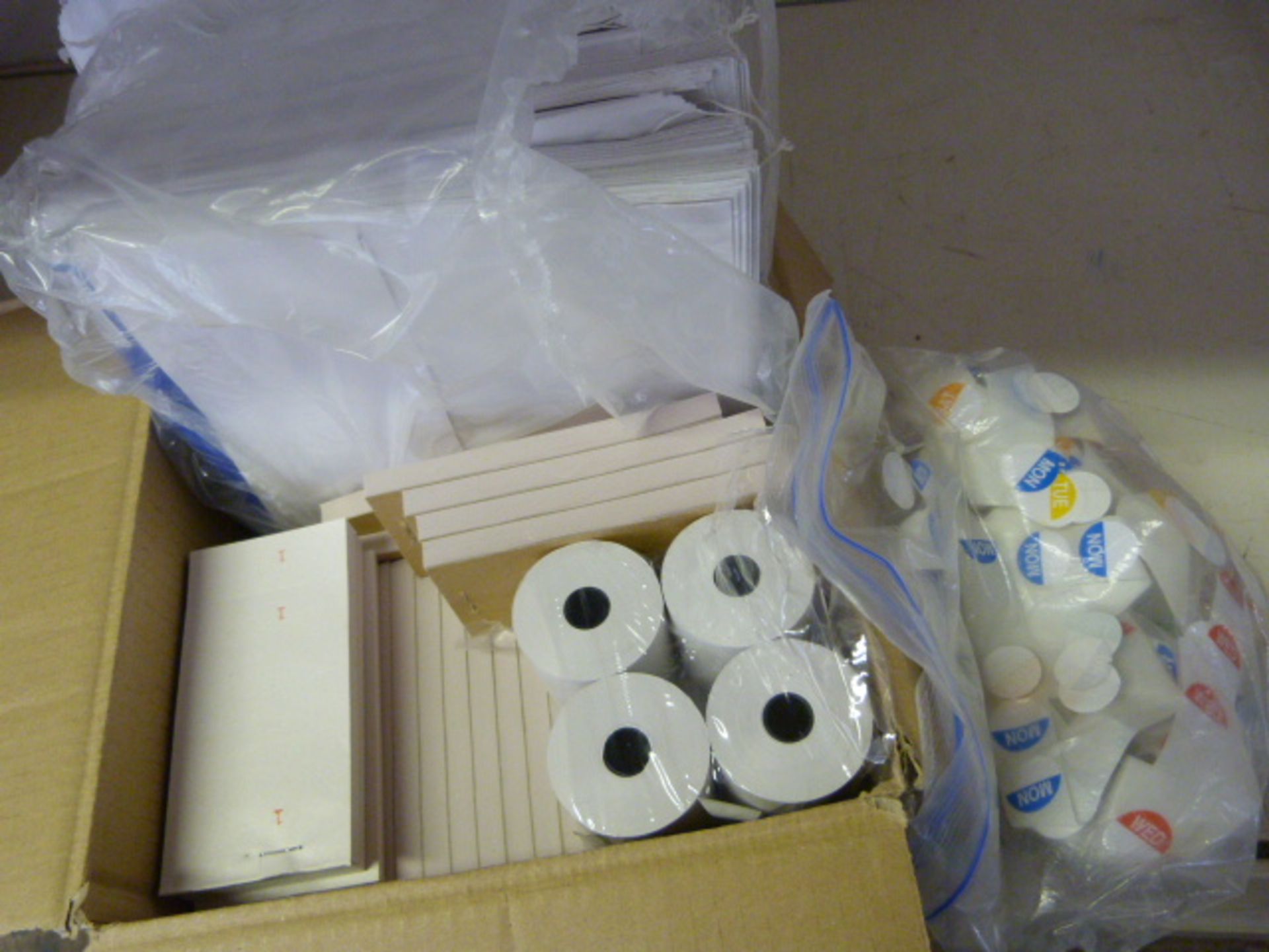 *Box of Till Rolls, Order Pads and Paper Bags