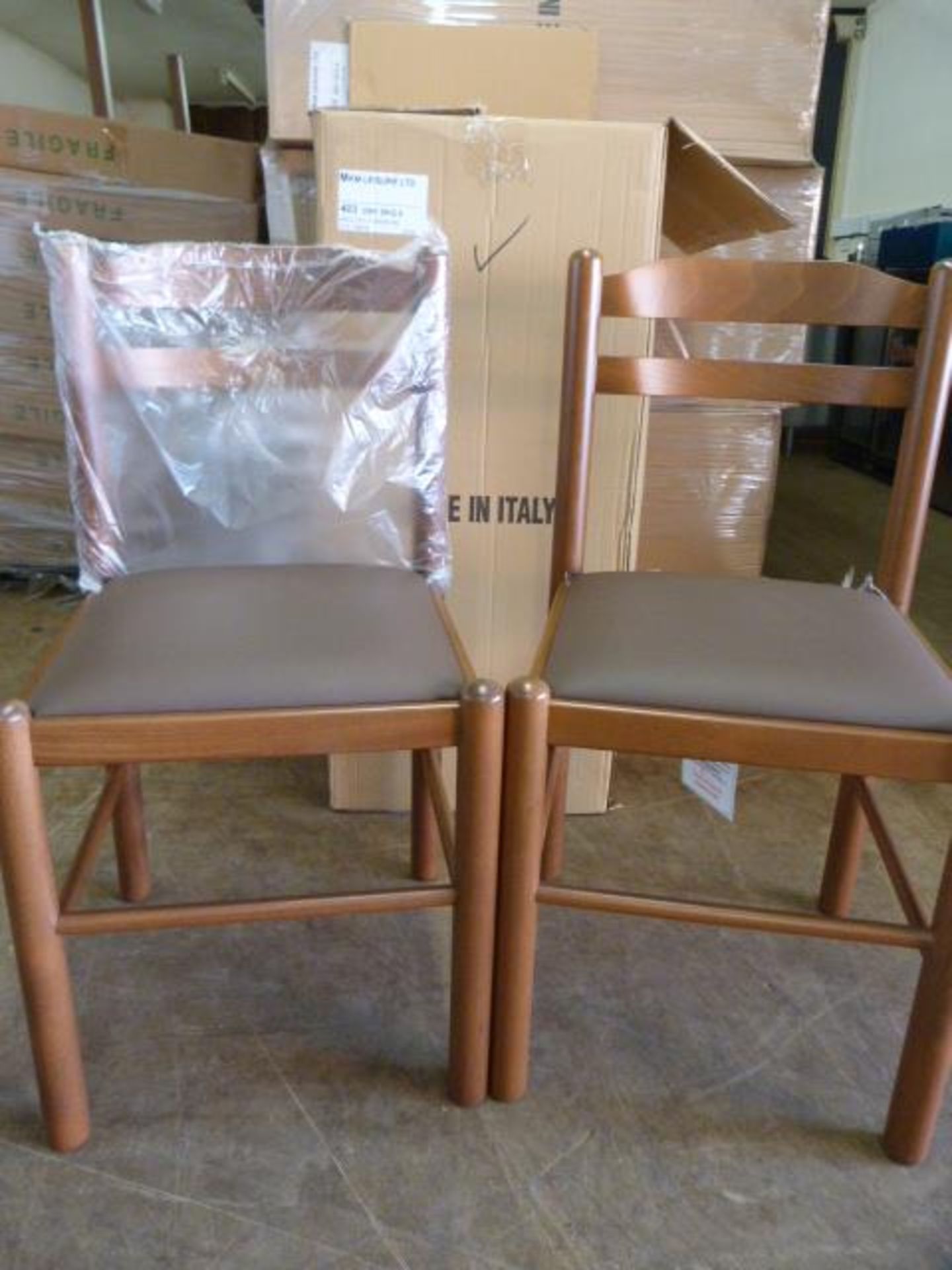 *Ten Wood Framed Upholstered Brown Chairs