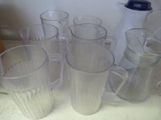 *Thermos Jug and Seven Assorted Plastic & Glass Jug