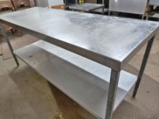 Stainless Steel Preparation Table with Shelf 183x6