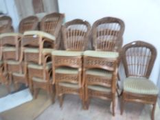 Nineteen Stackable Upholstered Wicker Chairs