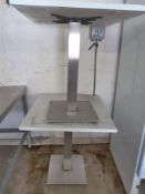 Two Single Pedestal Tables on Chrome Bases 70x70x7