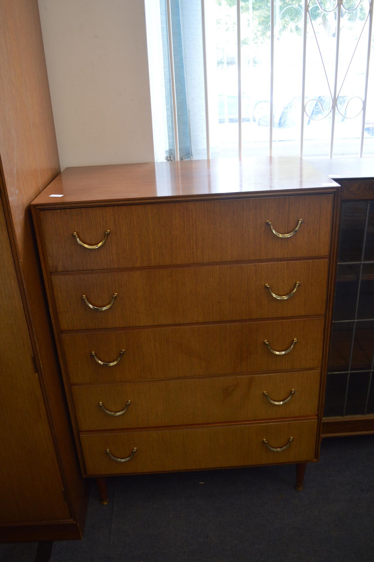 Retro Teak Effect Five Height Chest of Drawers