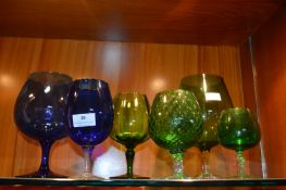 Blue & Green Glass Brandy Goblets