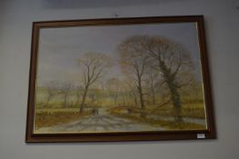 Oil on Board Signed P. Armstrong - Country Scene