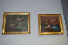 Gilt Framed Oil on Canvas - Baroque Still Life by