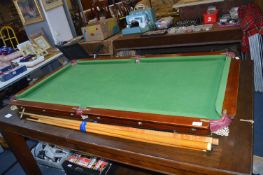 Green Pool Table (No Legs) with Cues