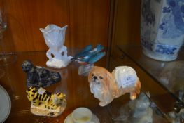 Five Pottery Figures Including Kingfisher etc.