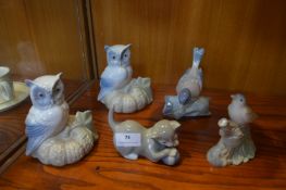 Five Animals Figures; Birds Cats and Owls by Reque
