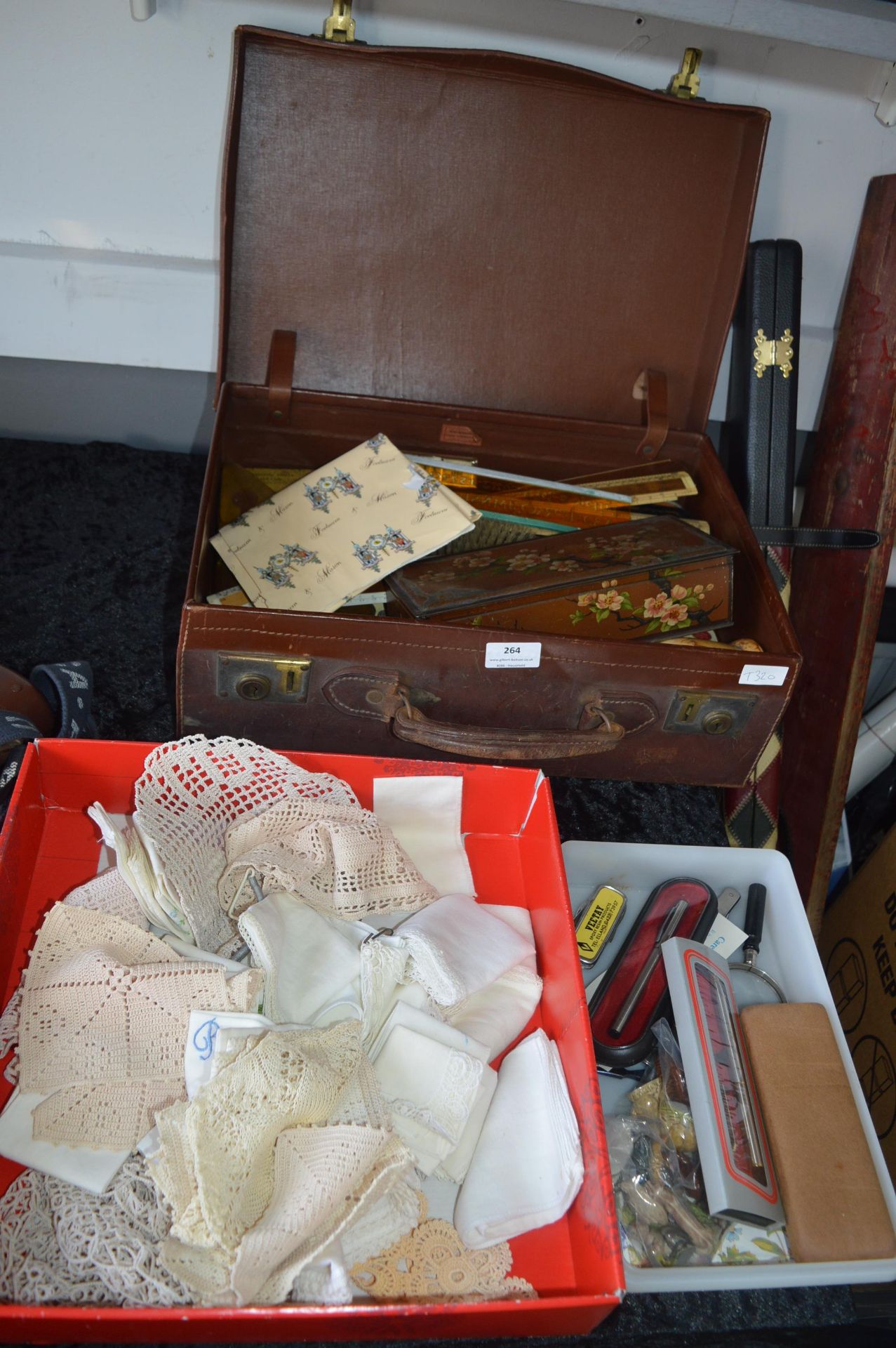 Small Suitcase Containing Collectibles, Pens and C