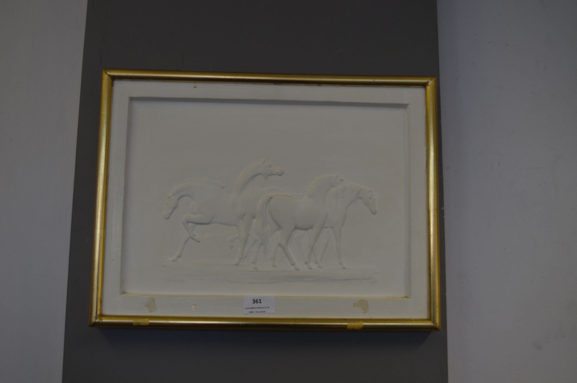 Gilt Framed Painted Relief of Horses - Image 2 of 2