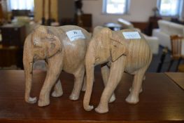 Pair of Wooden Elephants