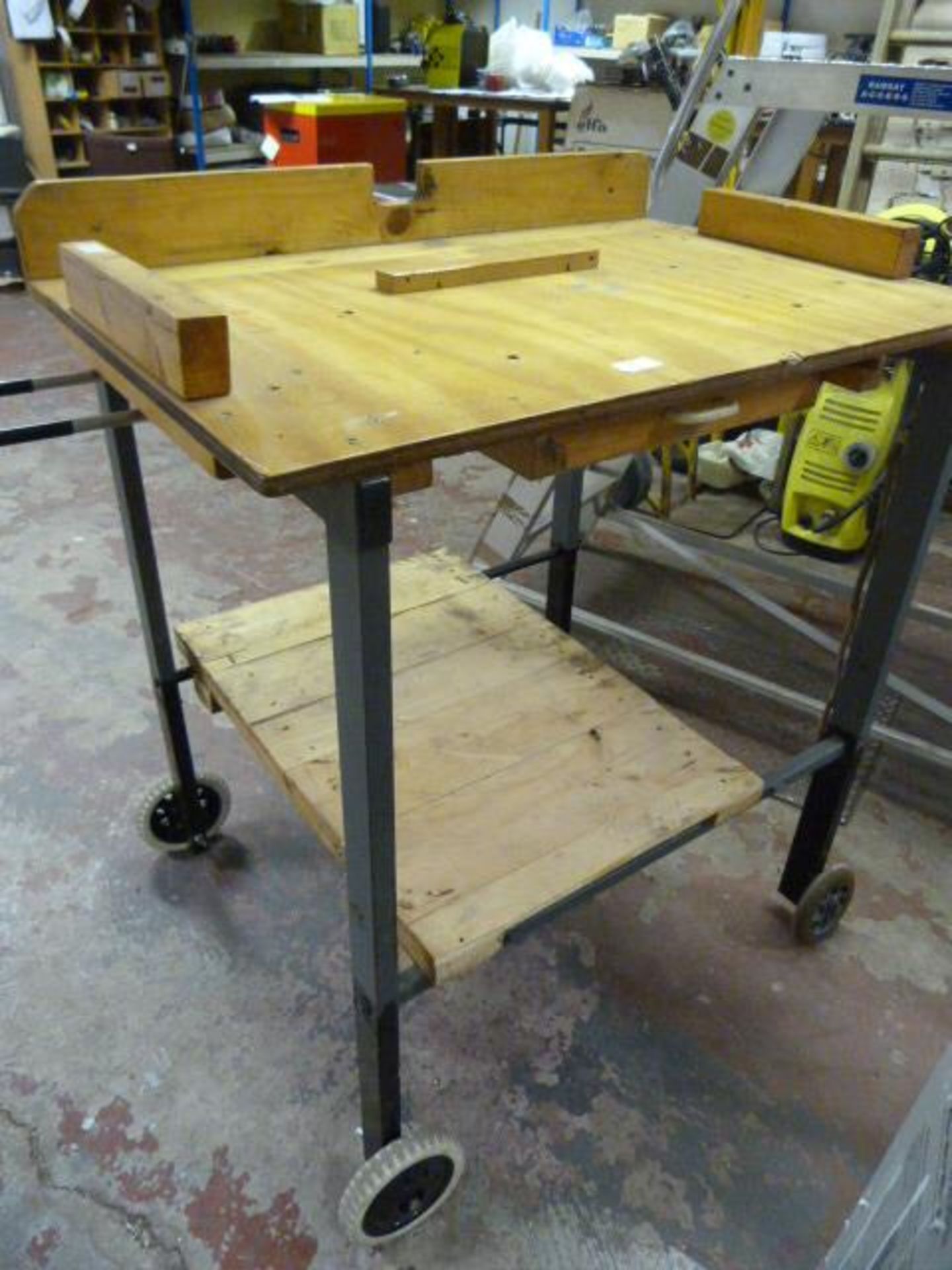 Metal Framed Workbench on Wheels