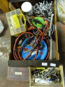 Miscellaneous Box Including Jump Leads, Screws and