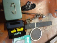 Cash Tin, Multitool, Slide Rule, Adapter, etc.