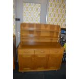 Retro Light Oak Sideboard with Attached Plate Rack