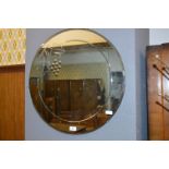 1930s Bevelled Edge Circular Wall Mirror with Grap
