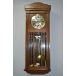 Wall Clock with Oak Case and Bevelled Glass Front