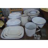 Blue and White Enameled Kitchenware etc