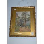 Gilt Framed Watercolour by Amy Dora Percy 1885 Stick Gatherer