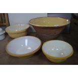 Large Terracotta Pancheon and TG Green Mixing Bowls