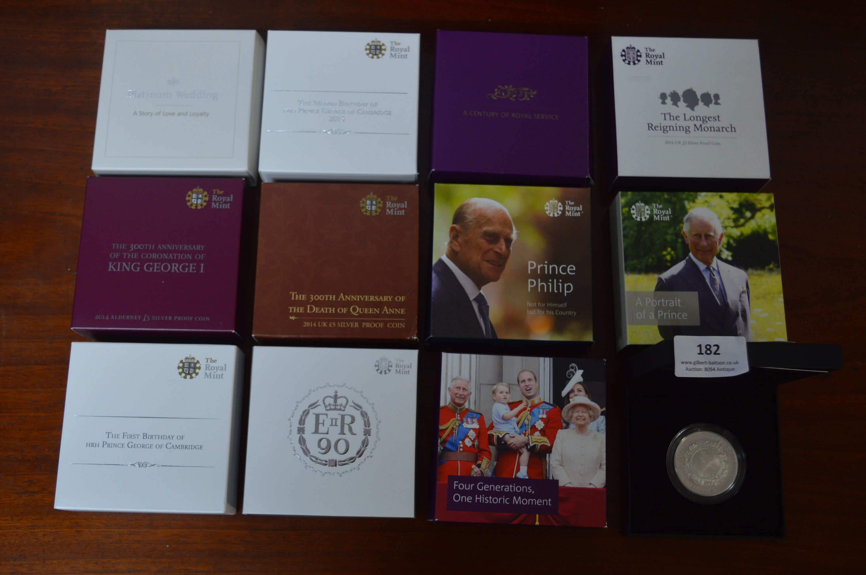 Twelve Royal Mint Silver Proof Coins - Mainly Roya