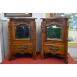 Two Edwardian Mahogany Cabinets with Beveled Edge