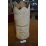 Antique Carved Elephants Tusk with Two Faces