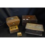 Inlaid Musical Sewing Box and Other Wooden Boxes -