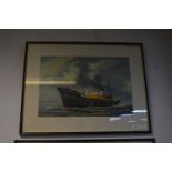 Framed Watercolour of Ship: Kingston Jacinth by Ha