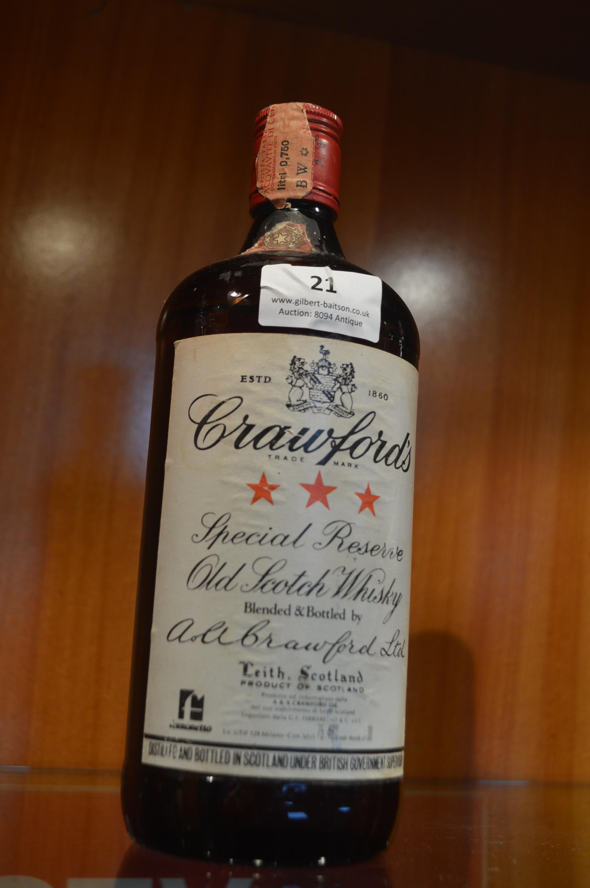 Bottle of Crawford's Special Reserve Scotch Whisky