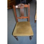 Mahogany Hall Chair with Green Upholstered Seat