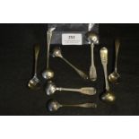 Eight Hallmarked Silver Mustard Spoons