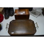Inlaid Mahogany Box & Oak Brass Handled Tea Tray