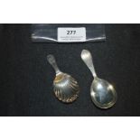 Two Hallmarked Silver Caddy Spoons 18g