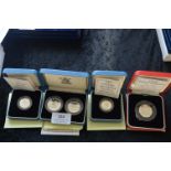 Four Royal Mint Individual Coin Sets, Silver Proof