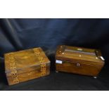 Two Inlaid Wooden Boxes - Tea Caddy and Sewing Box