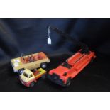Three Toy Vehicles - Lundby Car, Red Fire Engine &