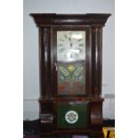 Mahogany Cased Wall Clock with Floral Motif