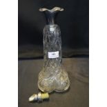 Cut Glass Decanter with Hallmarked Silver Collar -