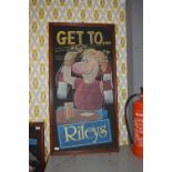 Framed Hand Painted Riley's Pub Sign