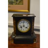 Black Slate Mantel Clock with Marble Detail