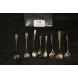 Eight Hallmarked Silver Mustard Spoons