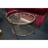 Chrome Framed Glass Topped Oval Drinks Trolley