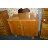 Light Oak Art Deco Sideboard with Green & Chrome B