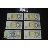 Five Bank of England £1 Notes & One Bank of Scotla