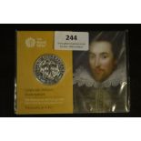 Royal Mint William Shakespeare 2016 UK £50 Fine Si