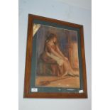 Oak Framed Watercolour by J. Isherwood 1922 Lady b